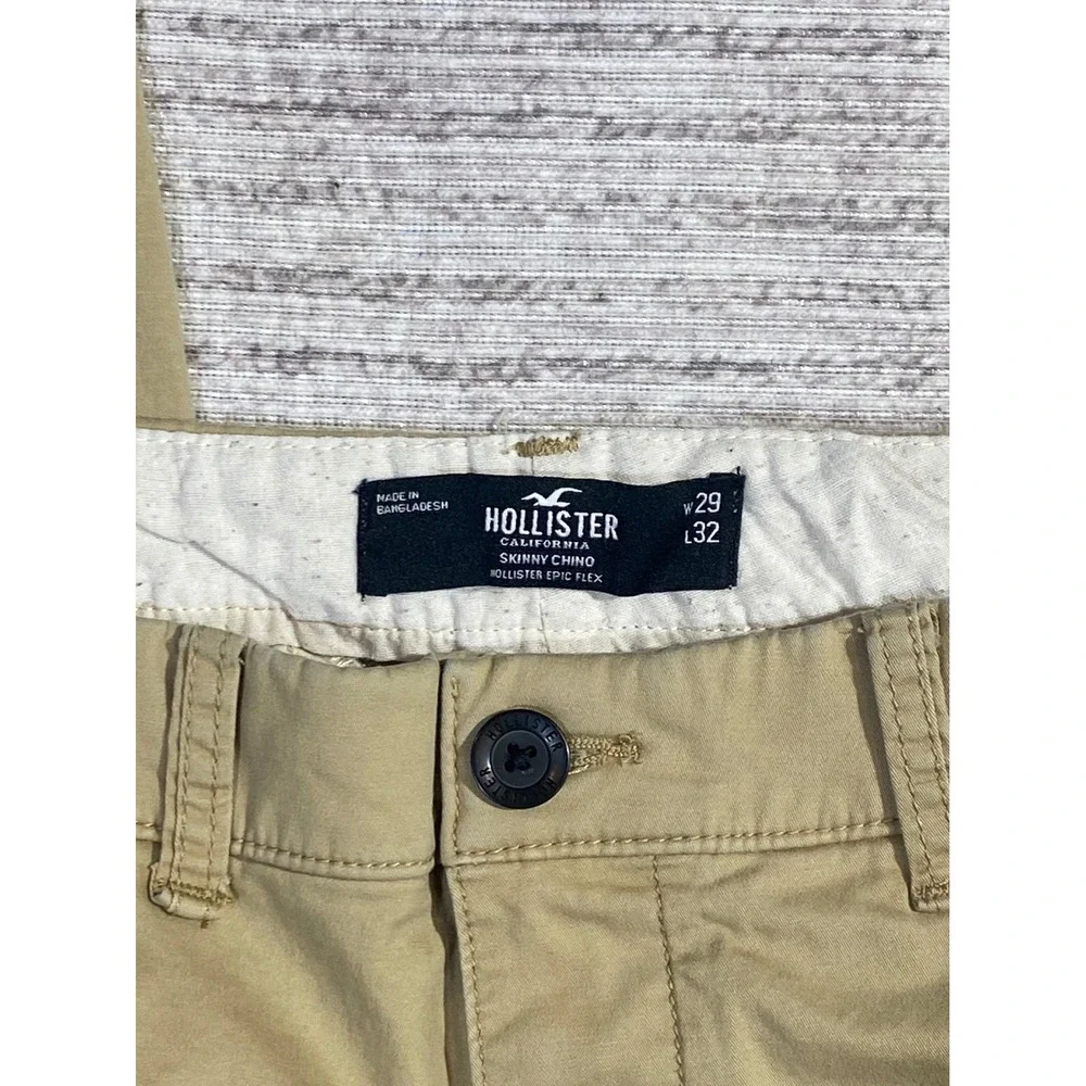 Hollister Mens Skinny Chino Pants Khaki Tan Epic Flex Stretch W29 L32